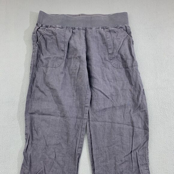 Allen Allen Pants Womens Large Gray Linen Wide Leg Pull On Casual Relaxed Fit - Picture 2 of 14